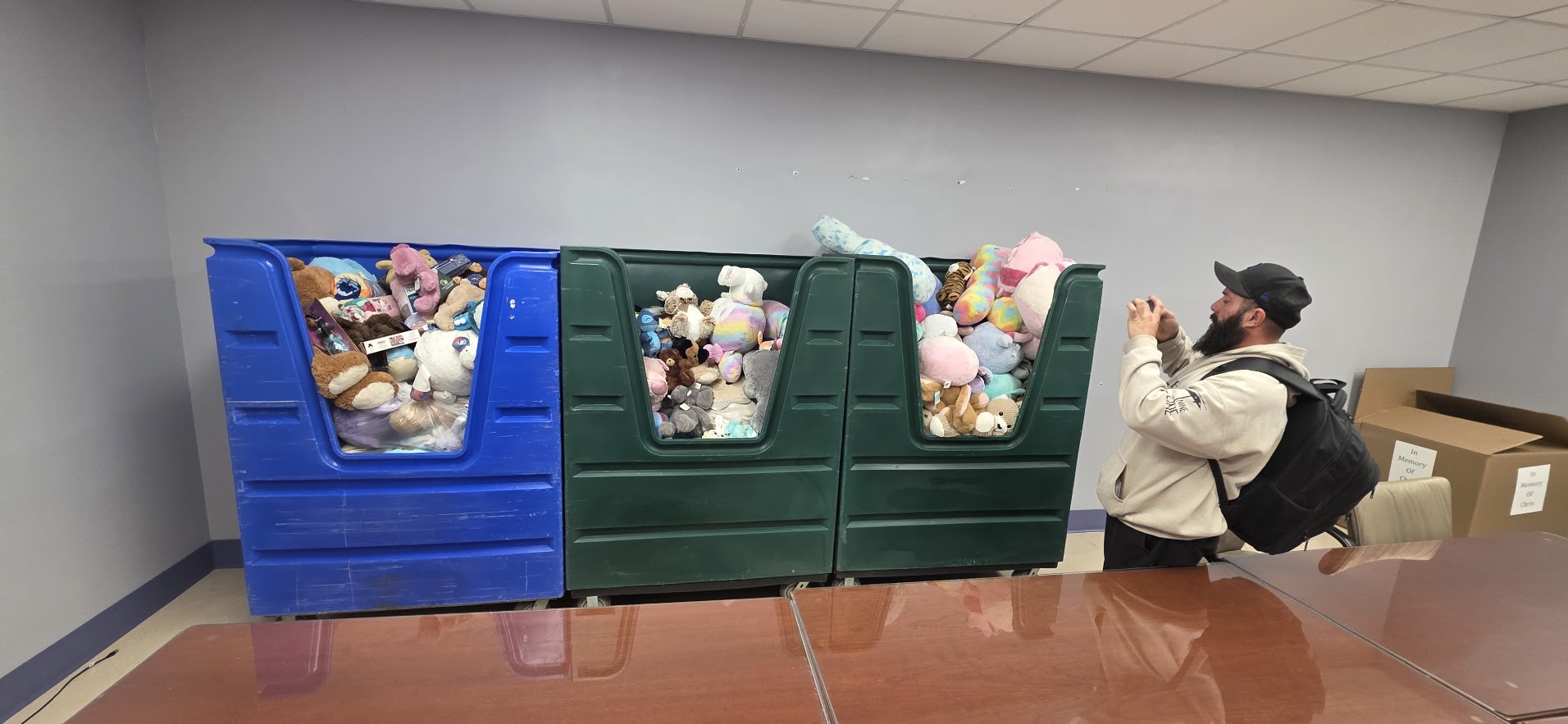 Stuffed animals collected in Chris Carnero’s honor for children in El Paso
