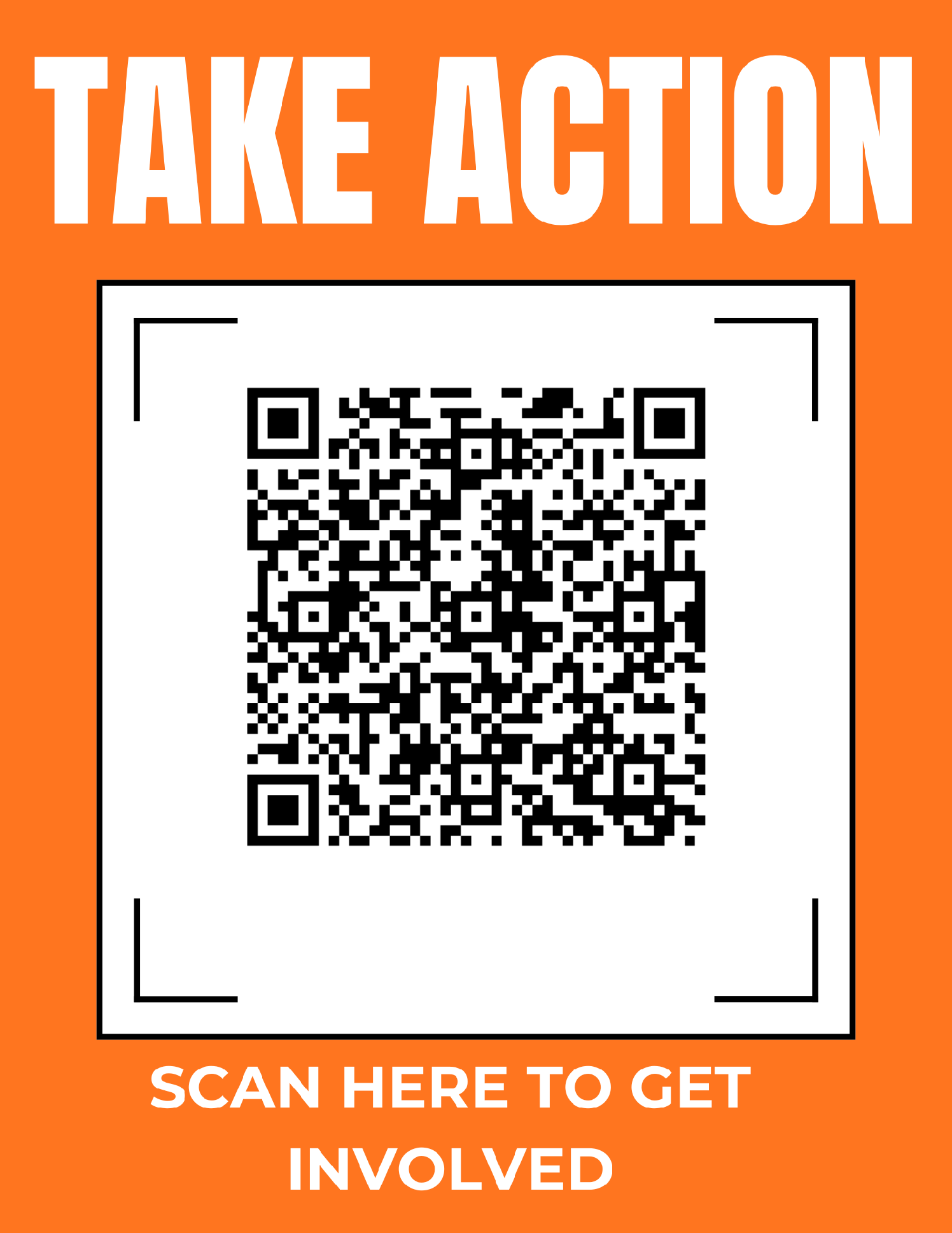 Take Action — scan here to get involved